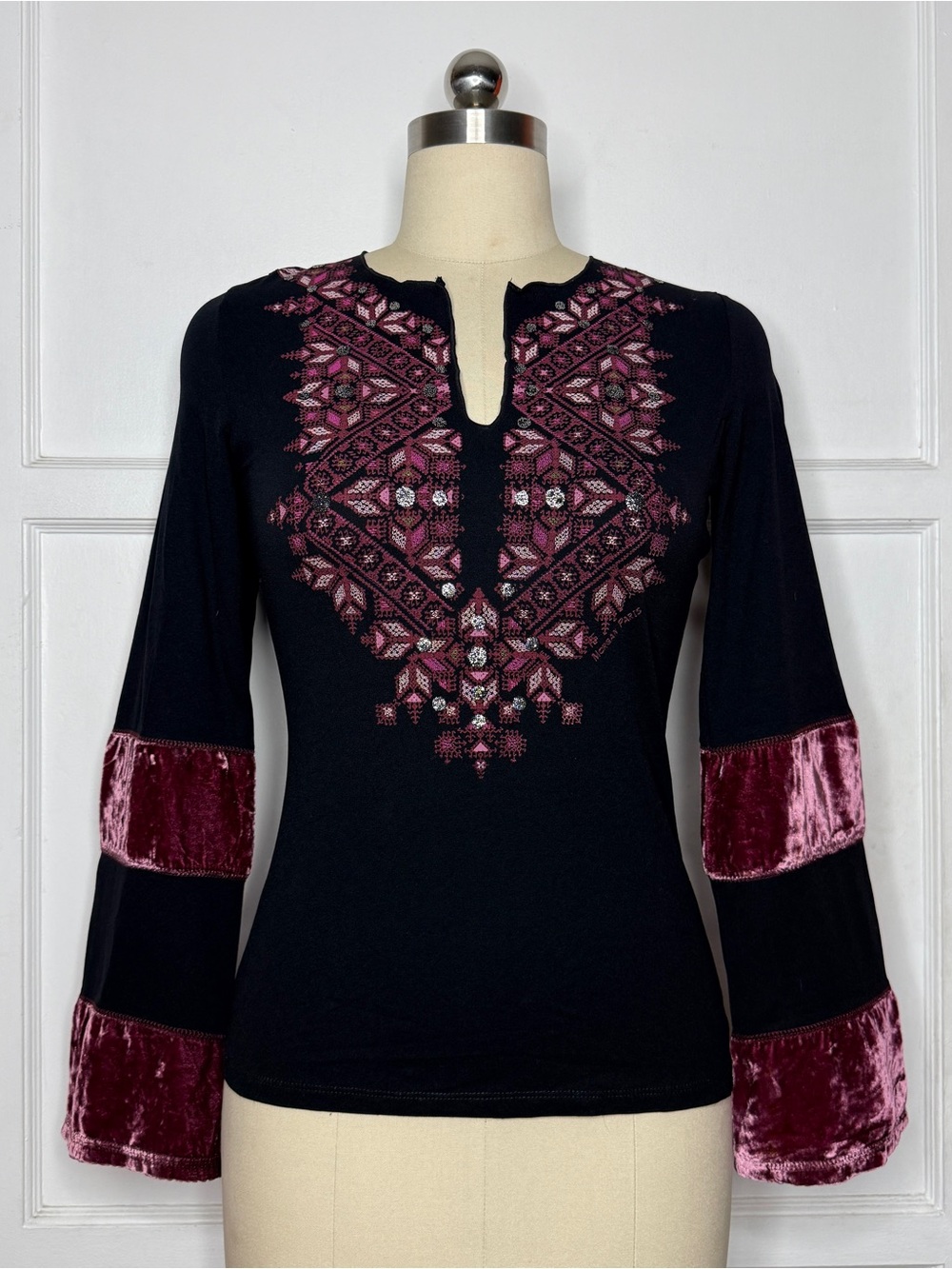 Morgan de Toi black and purple boho top